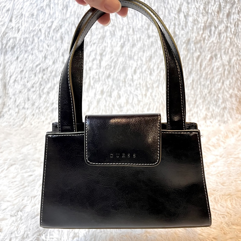 GUESS | Y2K black leather snap mini bag purse